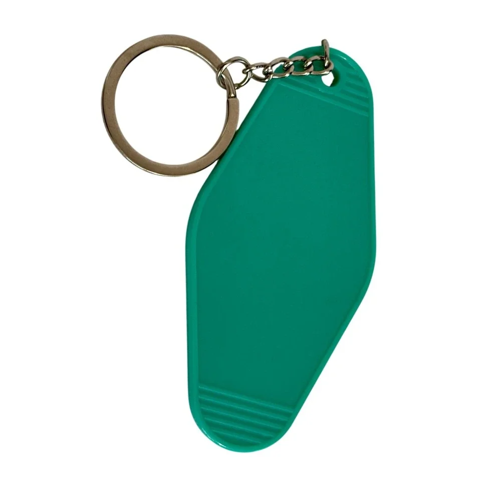 Shes Got That Hustle‎ Teal Retro Motel Keychain Floral Leopard Print Girl Boss